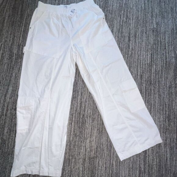 Cotton On Womens Quinn Cargo Pants Utility Off White Organic Sz 10‎ Pull On New - Picture 1 of 8